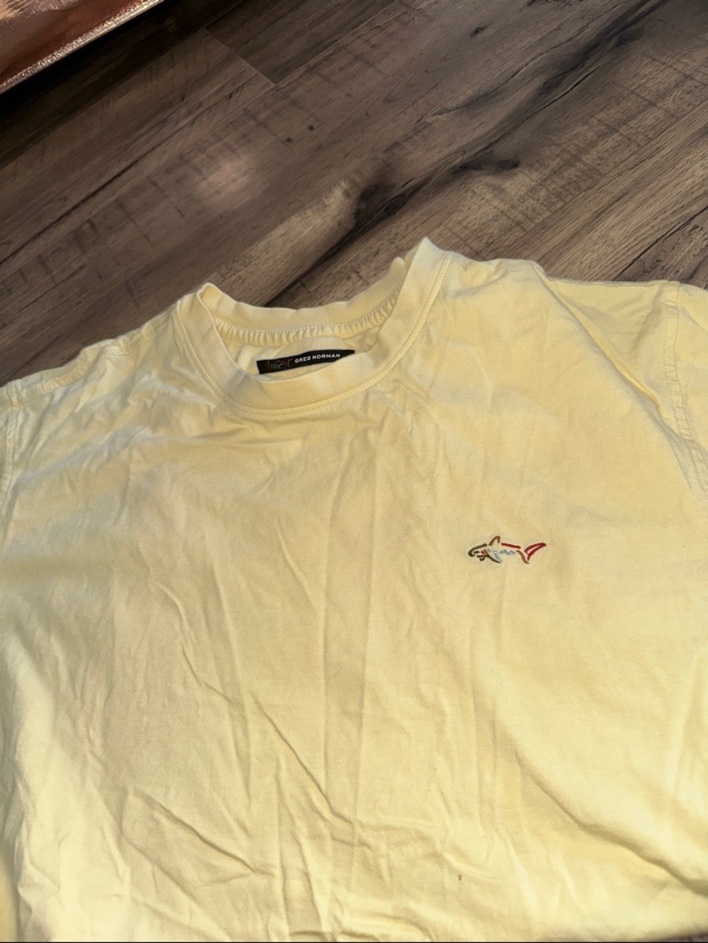 Yellow Greg Norman Short-Sleeve Crewneck T-Shirt with Small Embroidered Logo